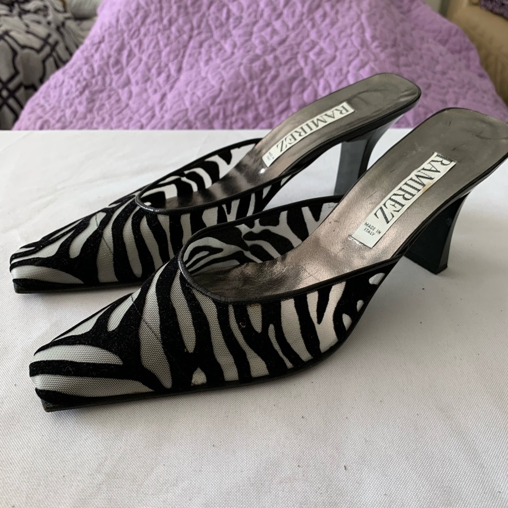 Ramirez Zebra Mesh Slides 3” Heels